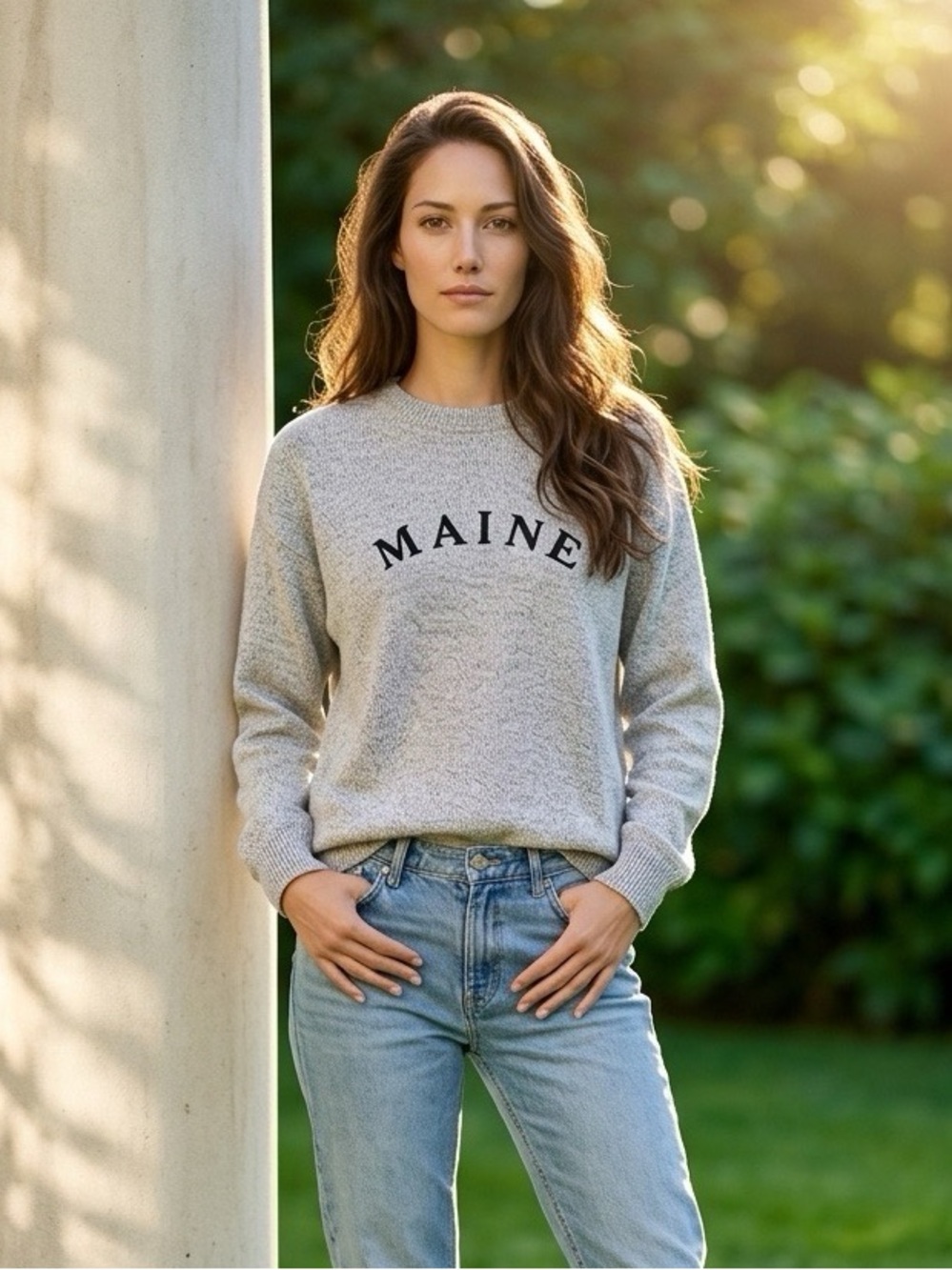 Maine Logo Crewneck Sweatshirt - Light Gray